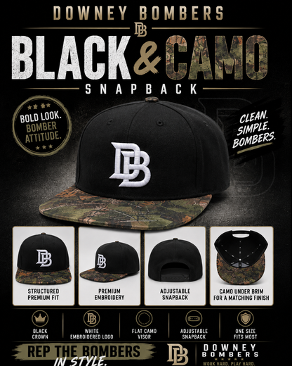 Downey Bombers Black & Camo Snapback