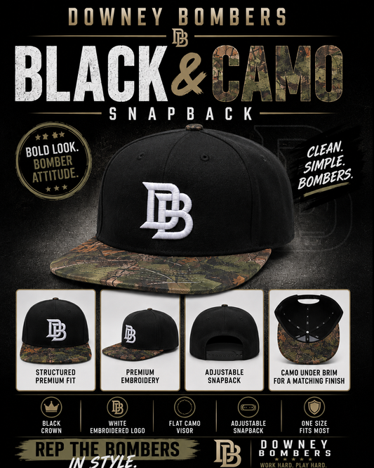 Downey Bombers Black & Camo Snapback