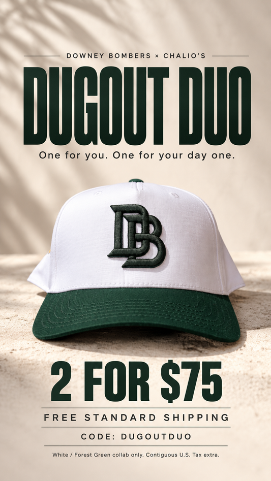 Downey Bombers × Chalio’s Collab Hat – White/Forest Green