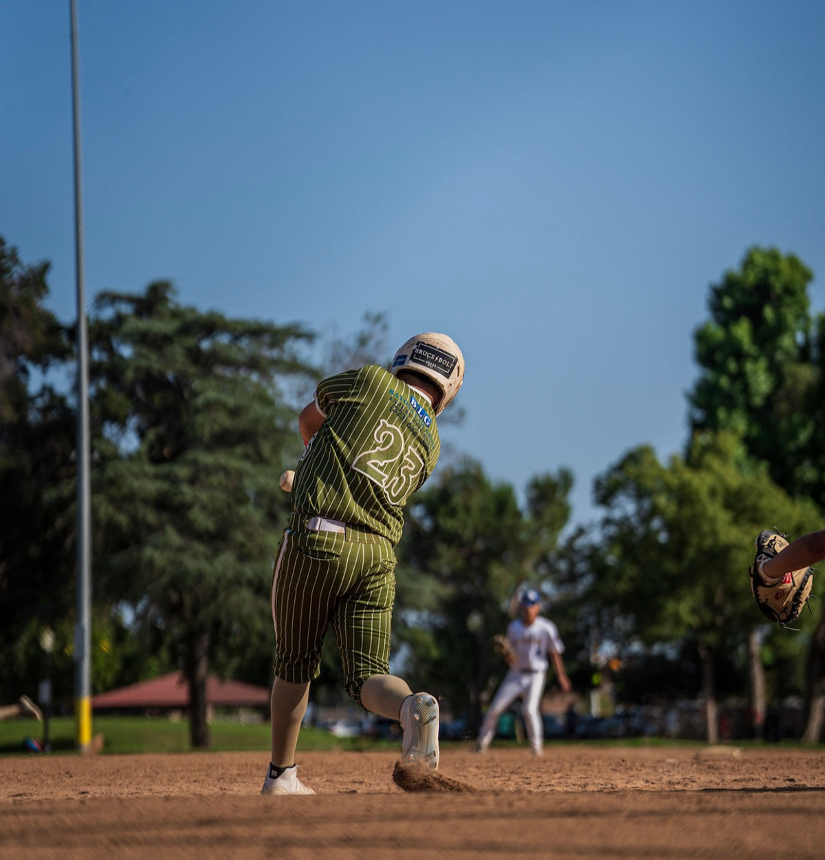 Downey Bombers Green Pinstripe Jersey – Custom Name & Number