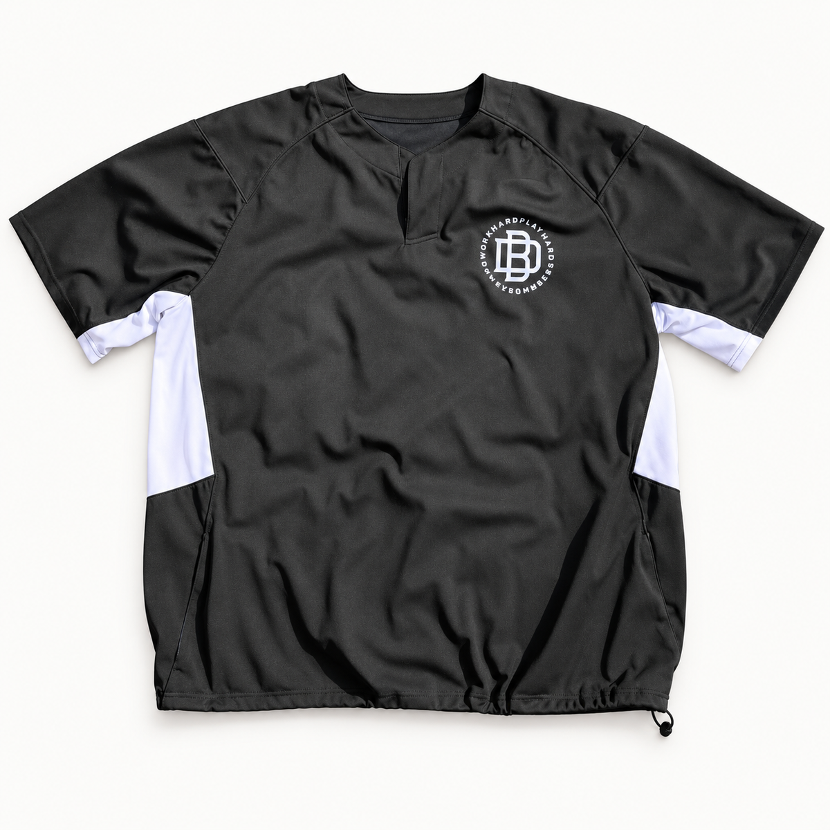 Downey Bombers Batting Practice Top – Black/White, digitally retouched product photograph on a neutral background.