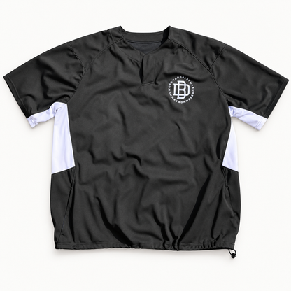Downey Bombers Batting Practice Top – Black/White, digitally retouched product photograph on a neutral background.