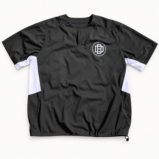Downey Bombers Batting Practice Top – Black/White, digitally retouched product photograph on a neutral background.